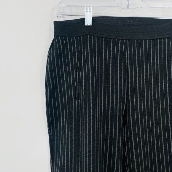 LOFT Size Small Black White Pinstripe Pull On Straight Leg Career Trouser Pants - Picture 4 of 9